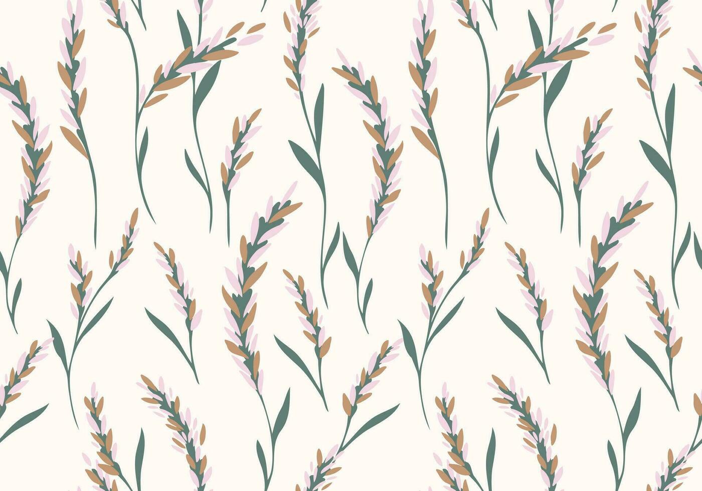Creative simple branches leaves stem seamless pattern on a light background. Hand drawn vector sketch. Design for fashion, textile, fabric, wallpaper