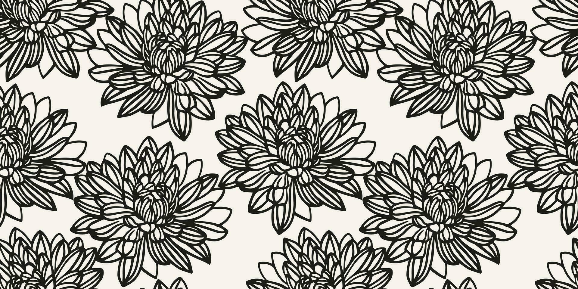 Stylized creative simple flowers seamless pattern. Vector hand drawn sketch. Abstract black lines floral on a light background. Design for fashion, textile, fabric, wallpaper
