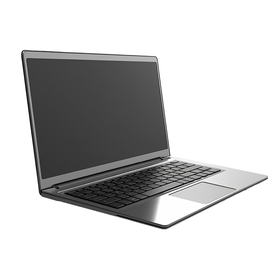 AI generated laptop blank screen png isolated on transparent background