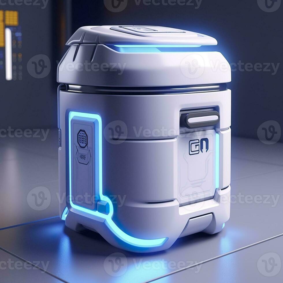 AI generated Removable Trash Can with Intelligent, Modular Design. A Futuristic Concept for Sustainable Waste Management. AI Generative photo