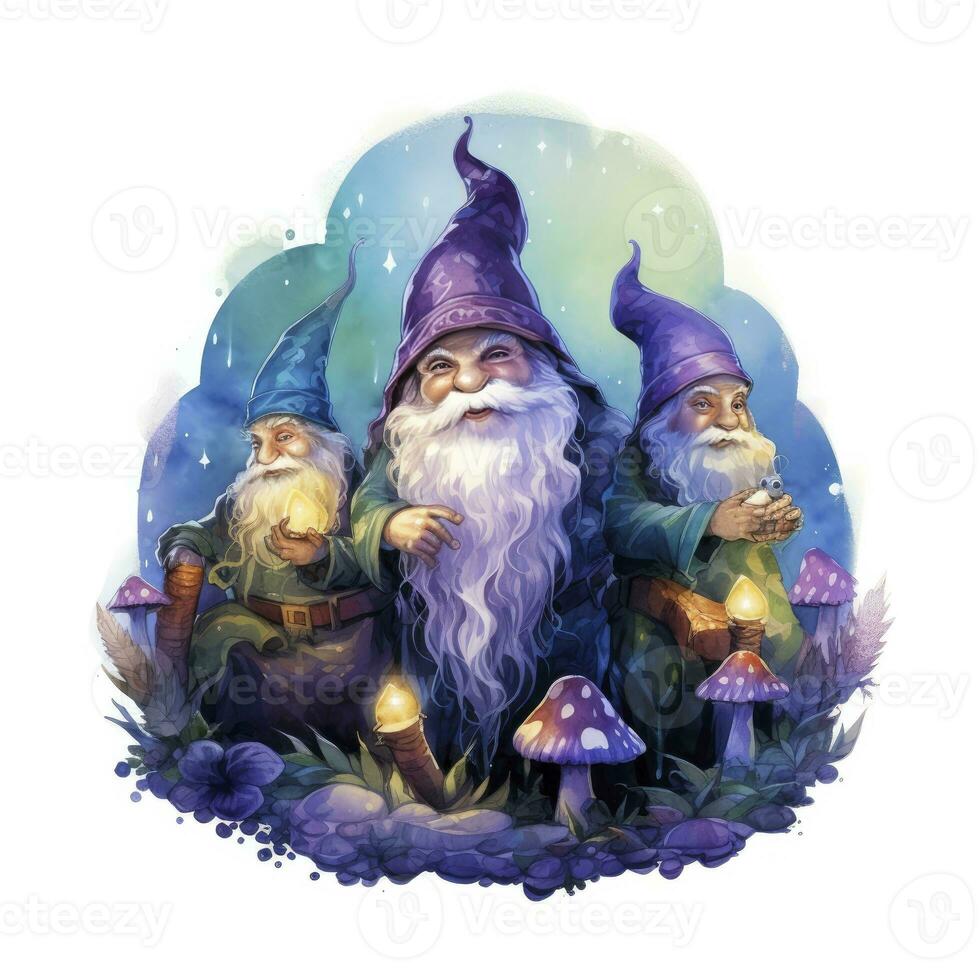 AI generated Watercolor Moonlit Glow of Enchanted Mushrooms for T-shirt Design. AI Generated photo