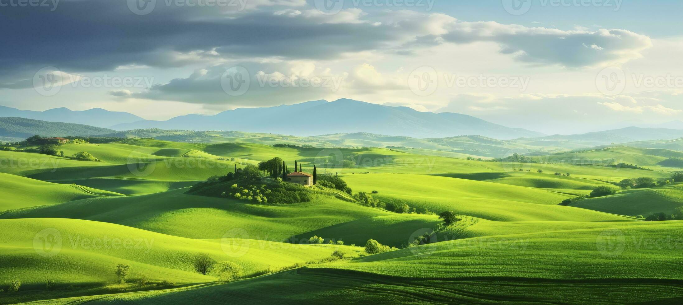 AI generated Green hills . AI Generated photo