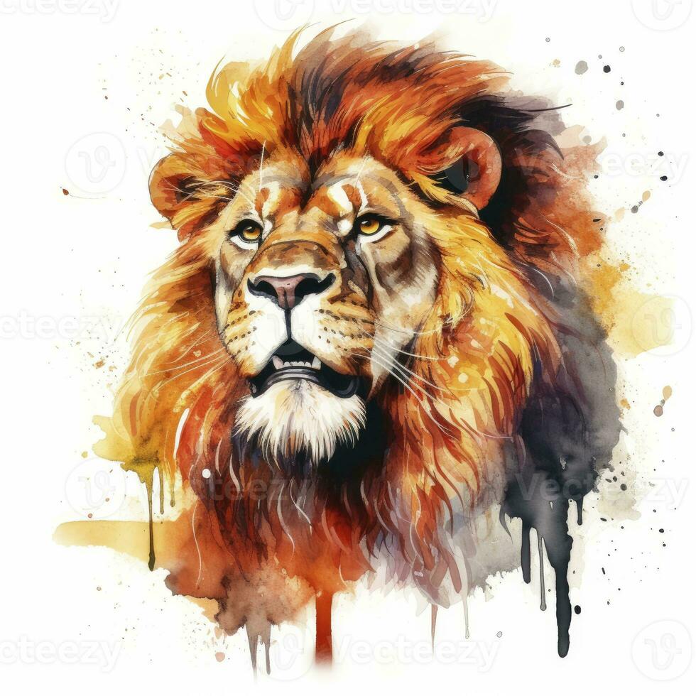 AI generated Watercolor Lion on a white background. For T-shirt Design. AI Generated photo