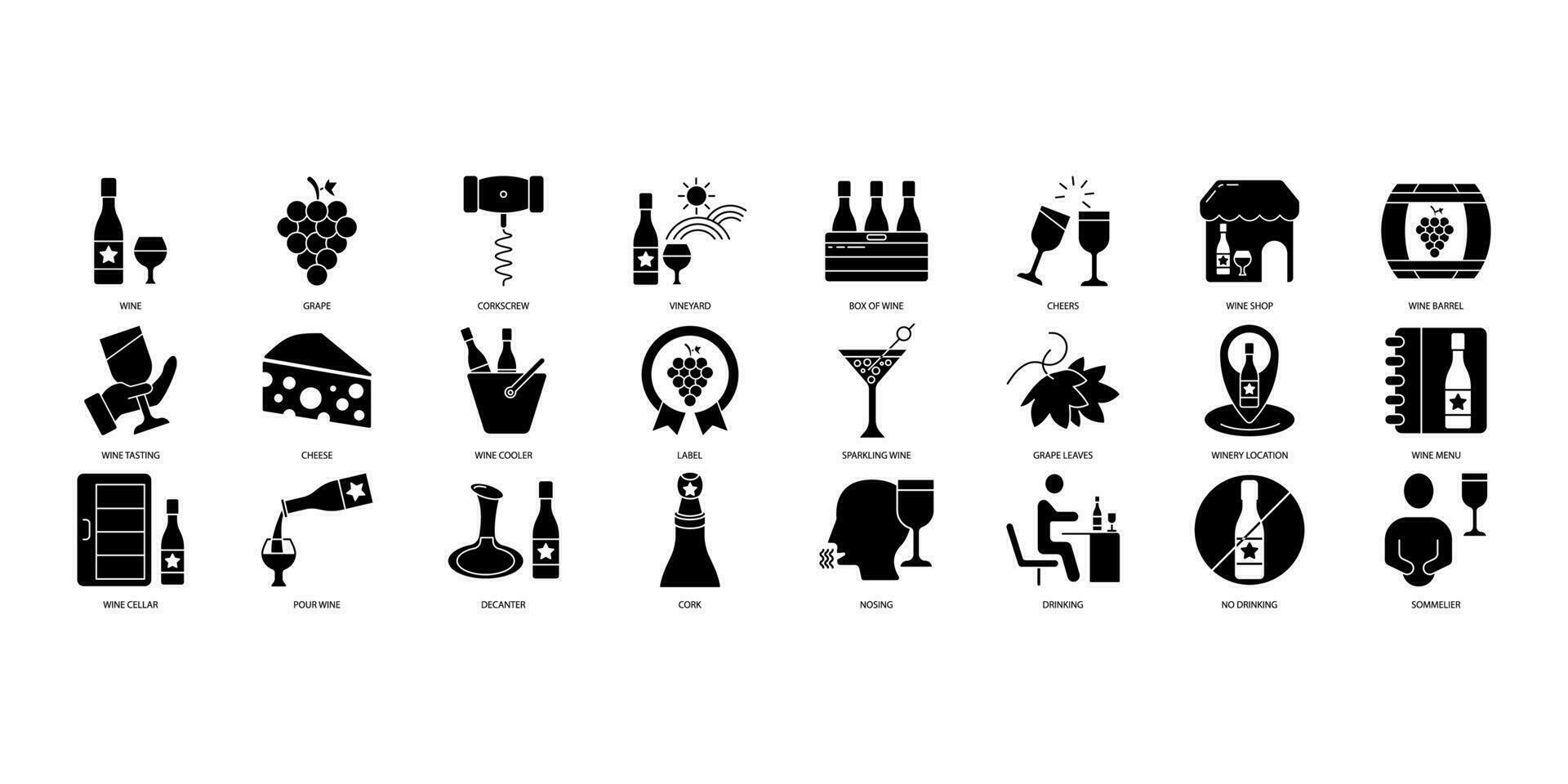 vino íconos colocar. conjunto de editable carrera iconos.vector conjunto de vino vector