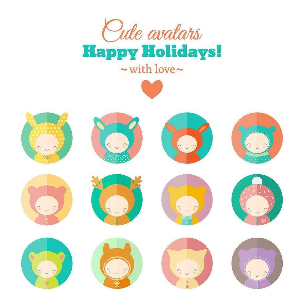 Children round icons in flat design vector