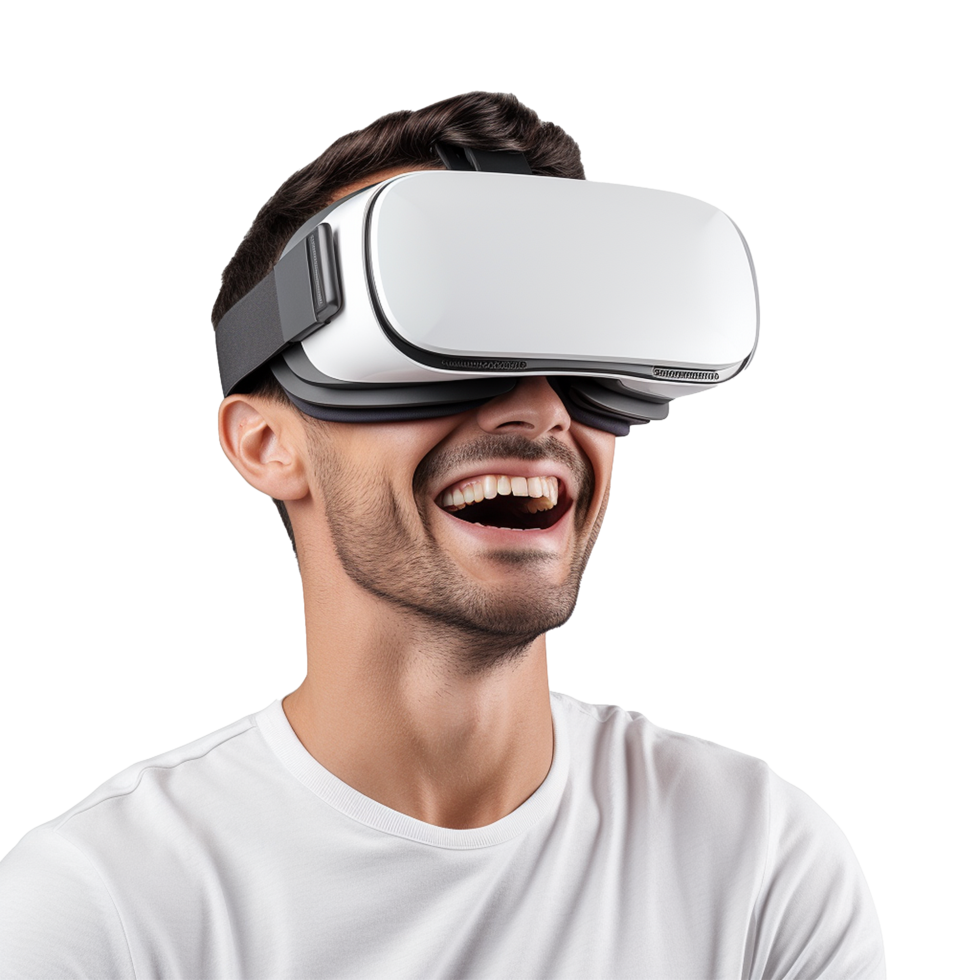 AI generated Man using vr headset png isolated on transparent background