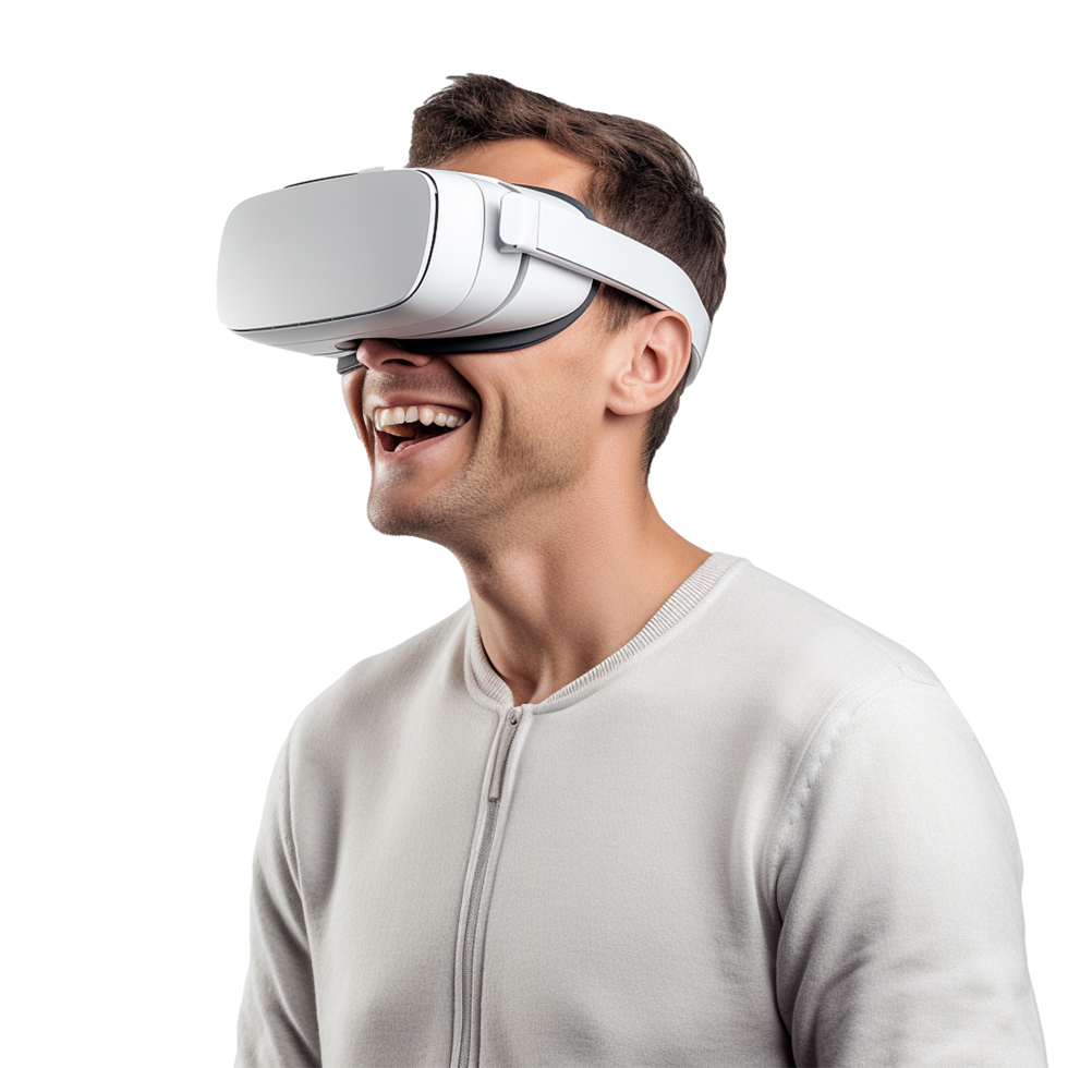 AI generated Man using vr headset png isolated on transparent background