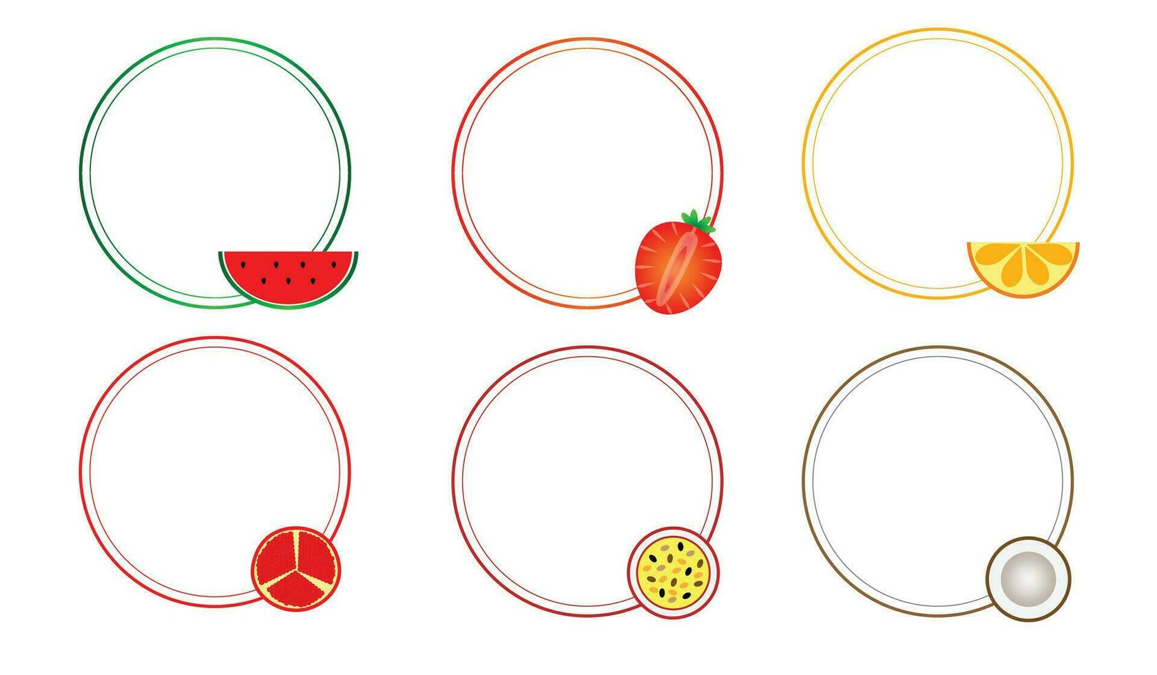 cute circle border frame illustration clipart for kids or worksheet with fruit decoration vector