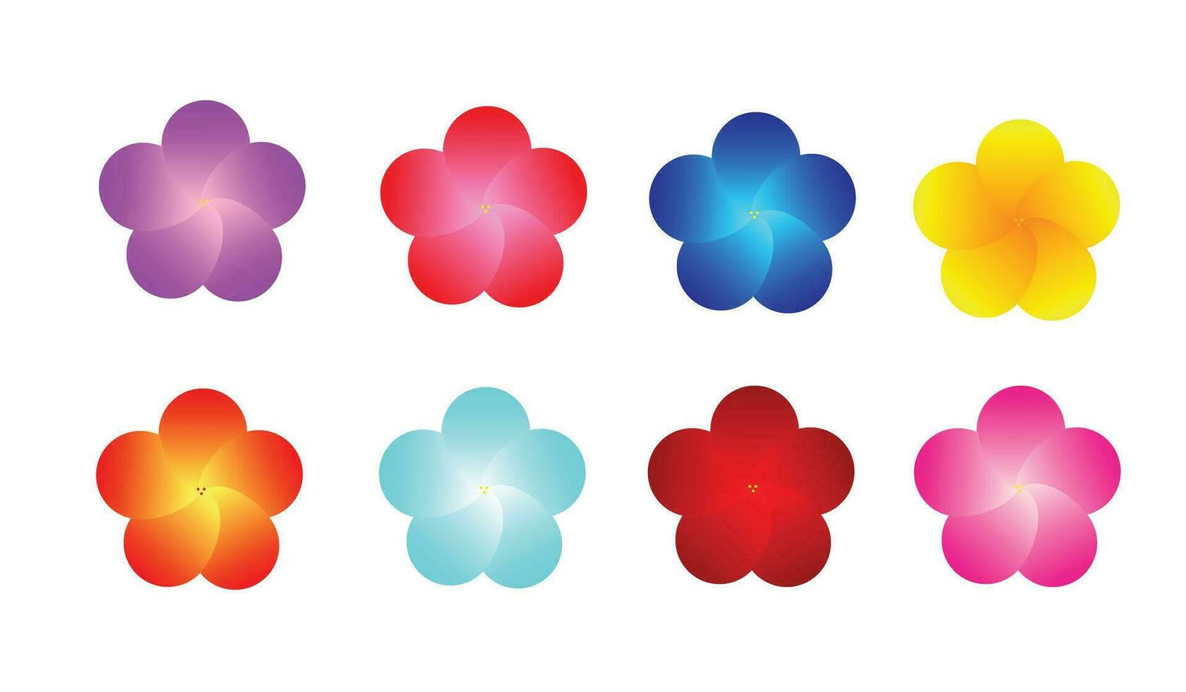 gradient flowers set vector design. flower collection fresh and blooming elements isolated in white background. Vector