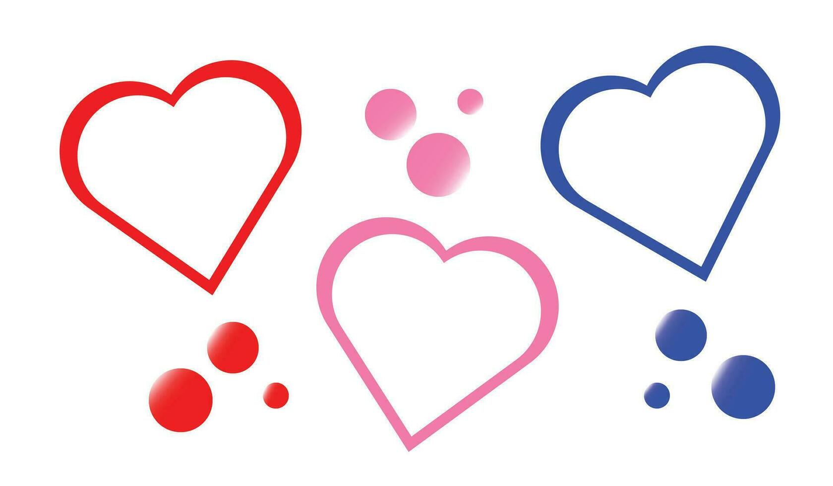 colección de amor corazón y circulo símbolo íconos . amor y circulo ilustración conjunto con sólido y contorno vector corazones