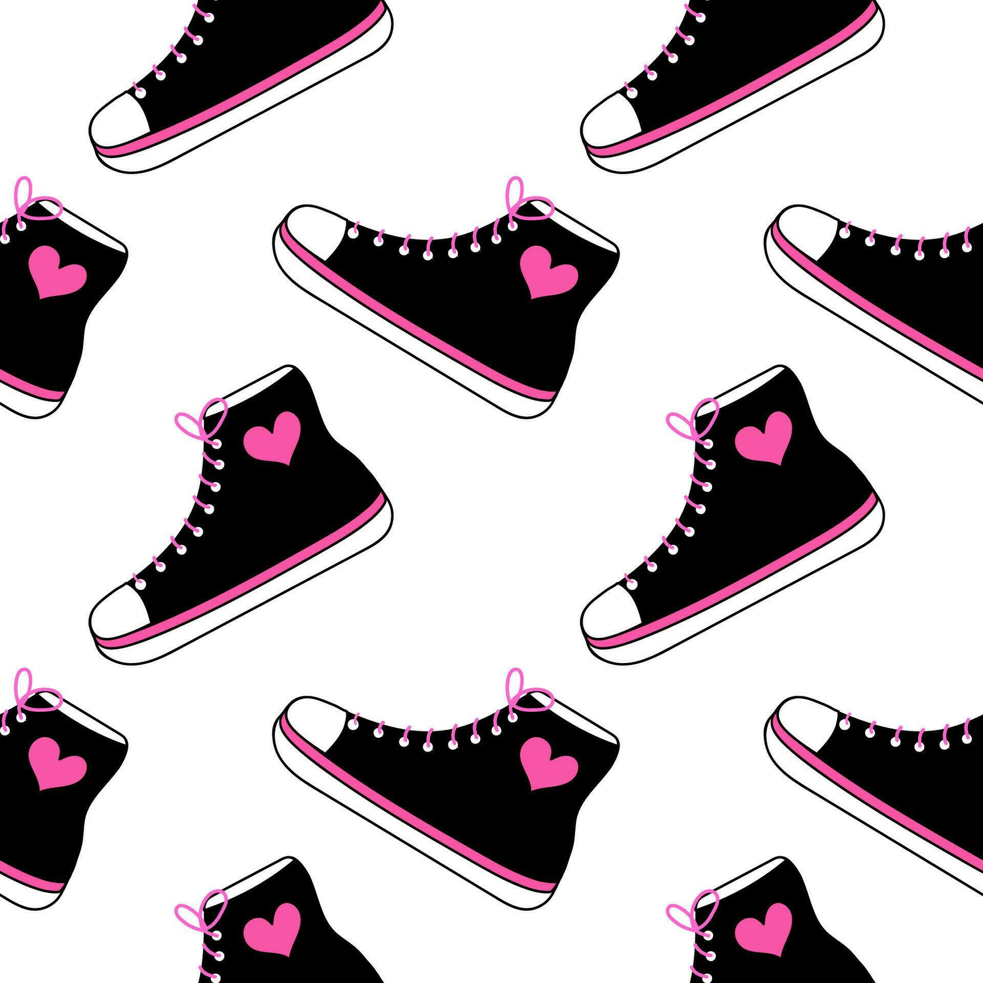Seamless pattern with emo element. Y2k style. Sneakers boot with hearts