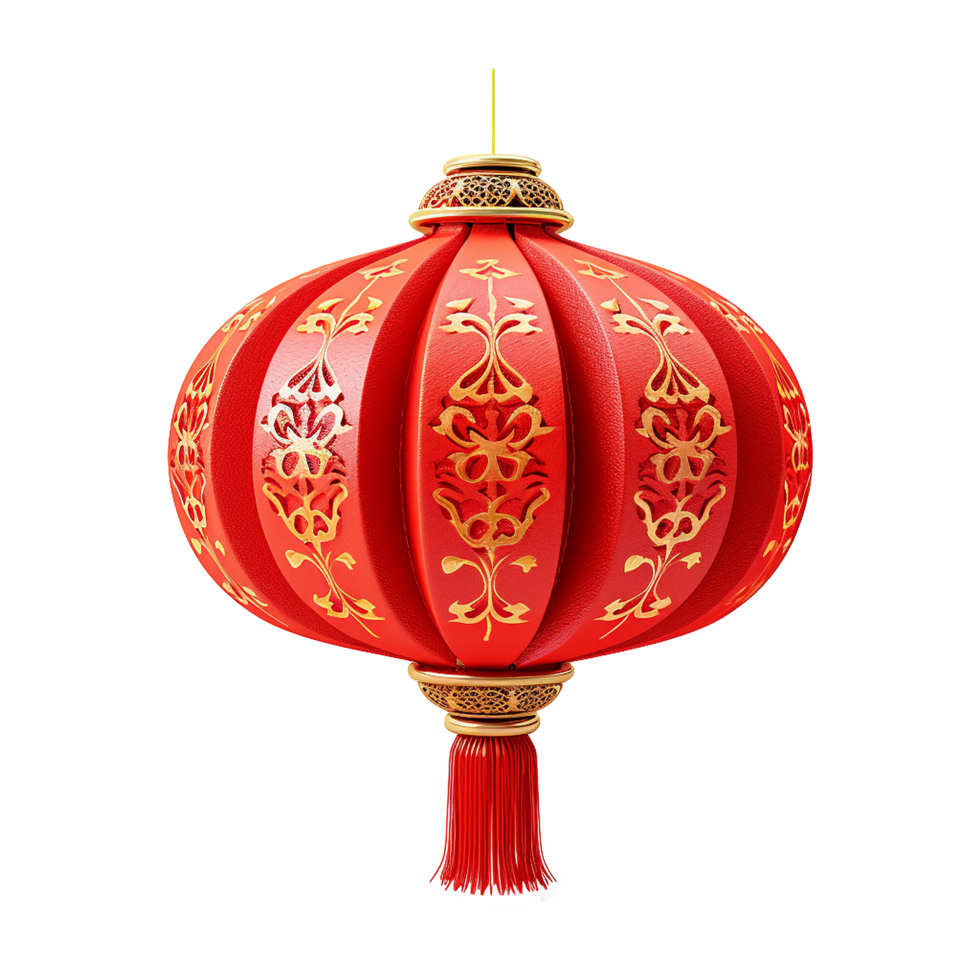 AI generated Chinese lantern 3d rendering  isolated on transparent background png
