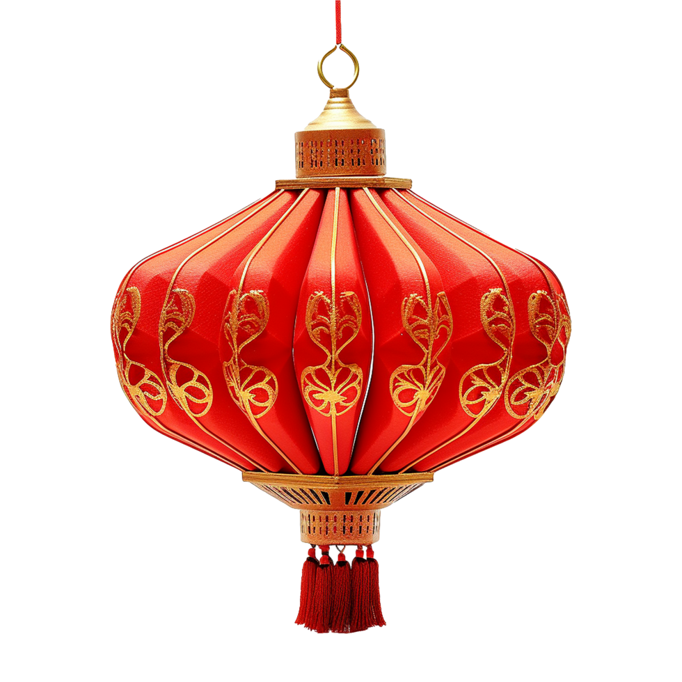 AI generated Chinese lantern 3d rendering  isolated on transparent background png
