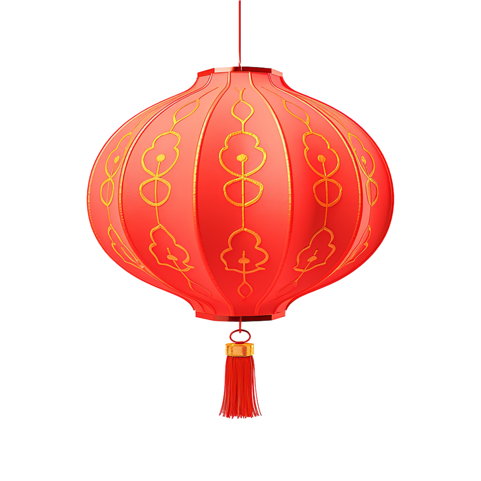 AI generated Chinese lantern 3d rendering  isolated on transparent background png