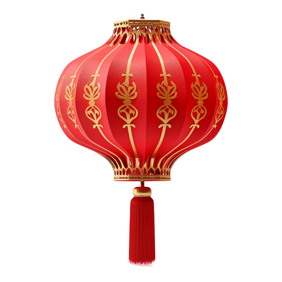 AI generated Chinese lantern 3d rendering  isolated on transparent background png