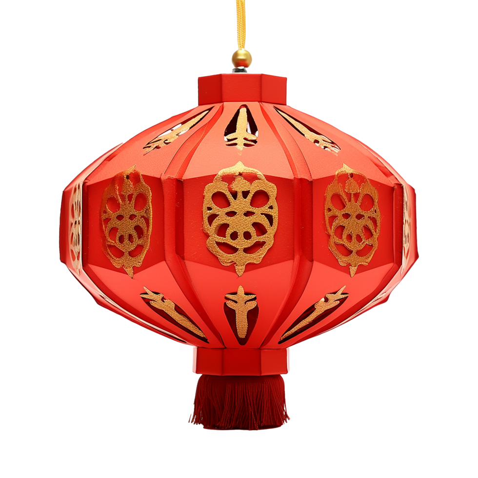 AI generated Chinese lantern 3d rendering  isolated on transparent background png
