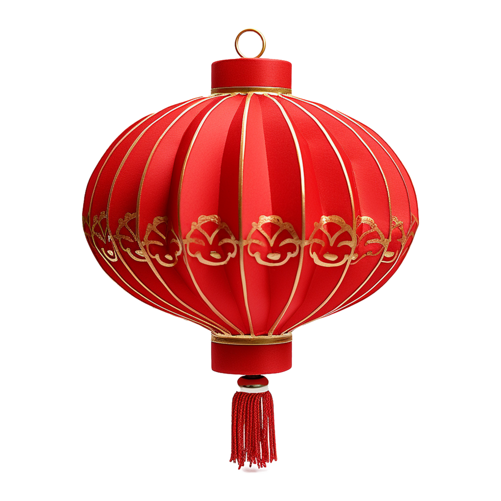 AI generated Chinese lantern 3d rendering  isolated on transparent background png