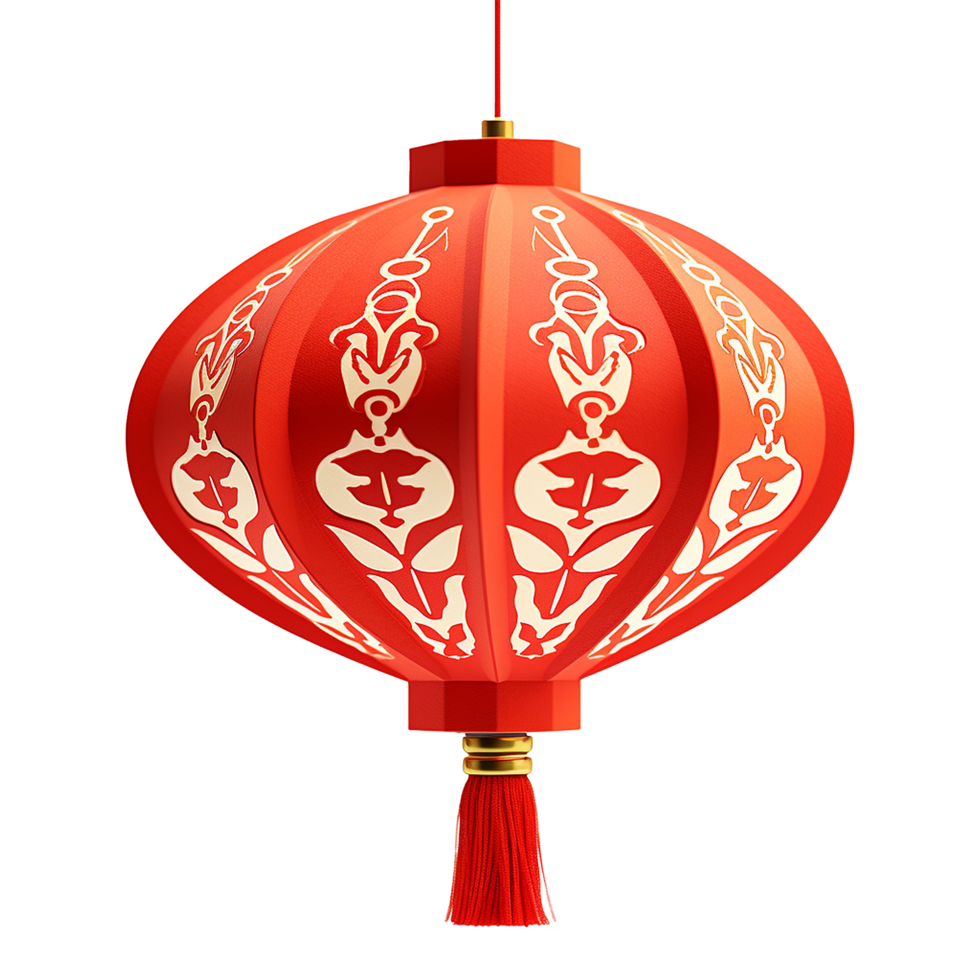 AI generated Chinese lantern 3d rendering  isolated on transparent background png