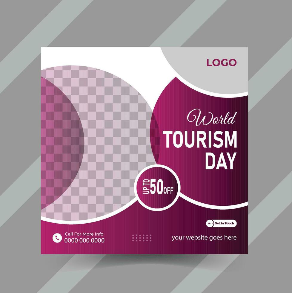 modern world tourism day social media post vector