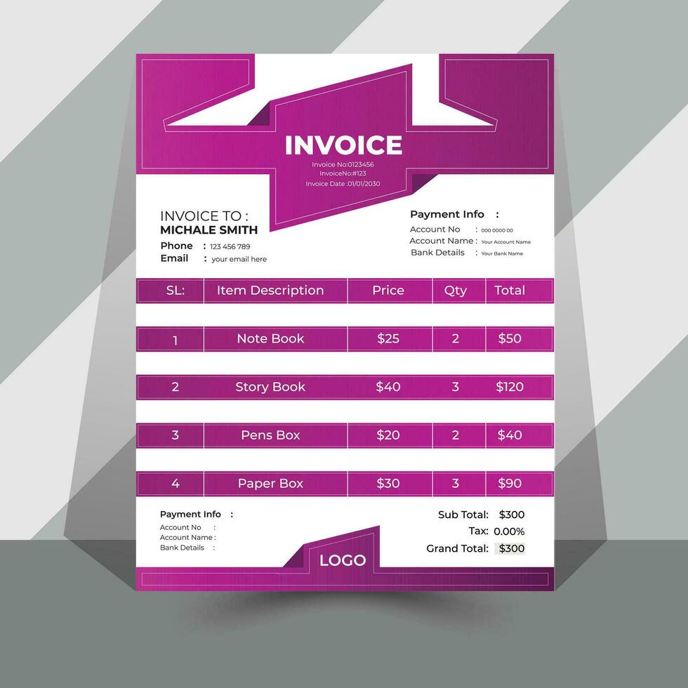 business invoice design vector template