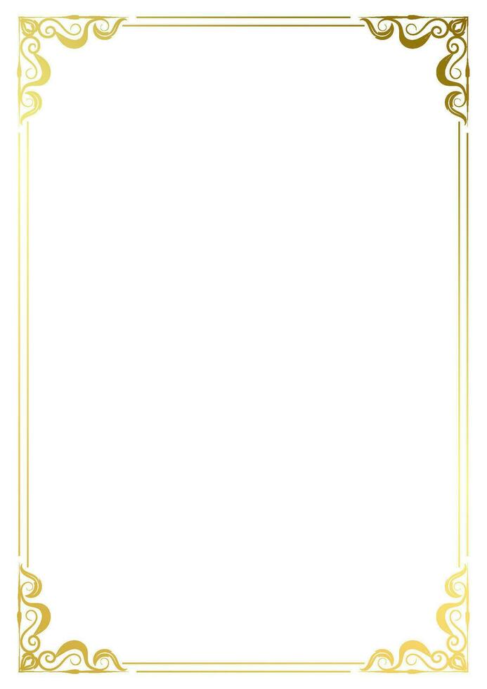 Vintage gold border, A4 size, for decorating paper edges. vector