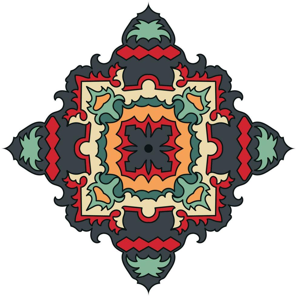 Native tribal patterns are a component of the rug. vector