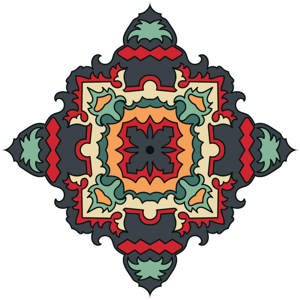 Native tribal patterns are a component of the rug. vector