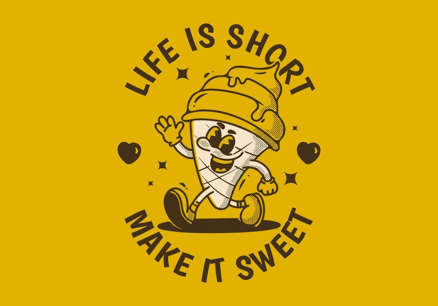 Life is short, make it sweet. Mascot character illustration of walking ice cream vector