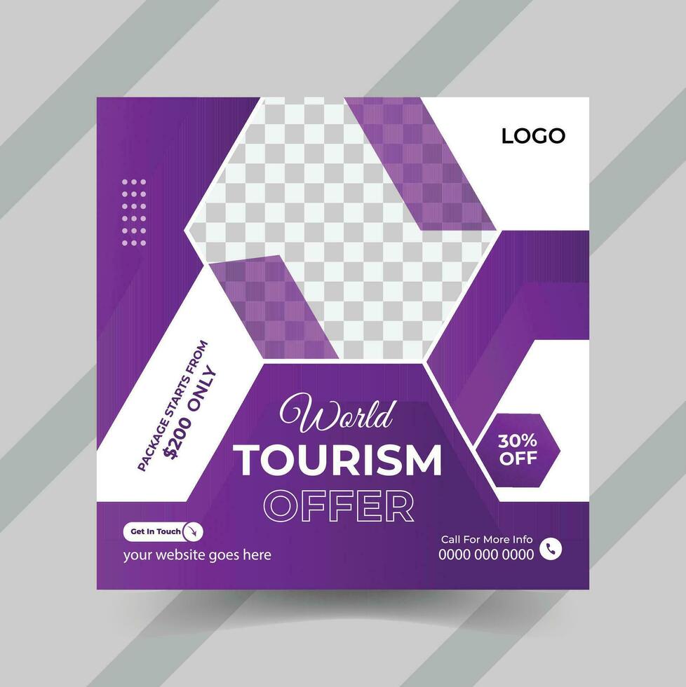 modern world tourism day social media post vector