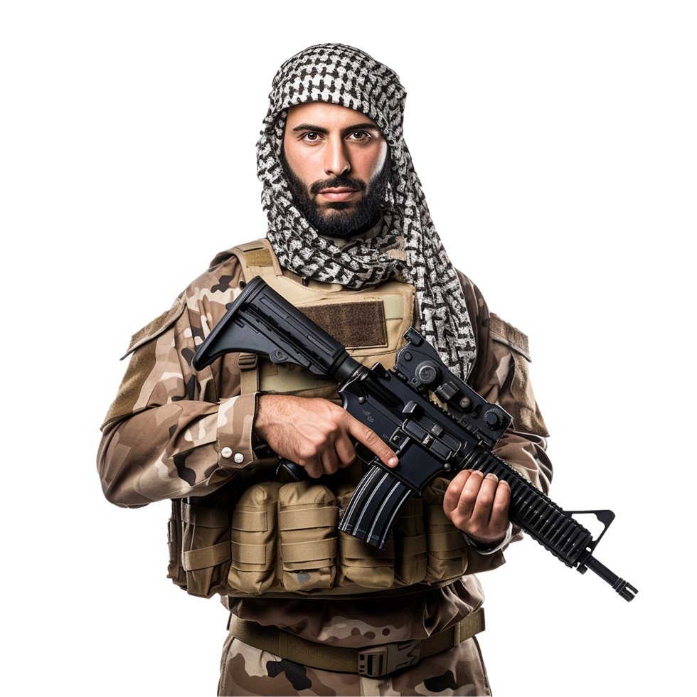 AI generated Muslim soldier png isolated on transparent background
