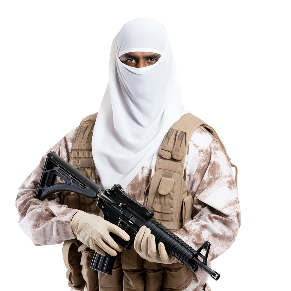 AI generated Muslim soldier png isolated on transparent background