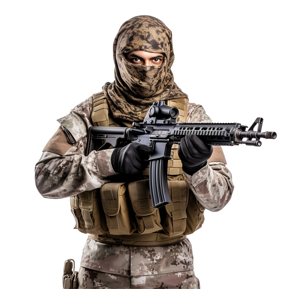 AI generated Muslim soldier png isolated on transparent background