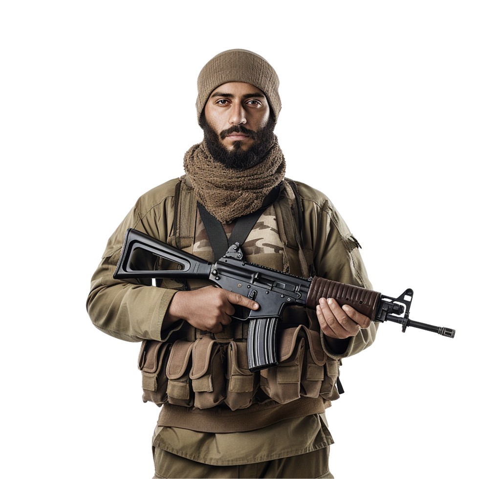 AI generated Muslim soldier png isolated on transparent background