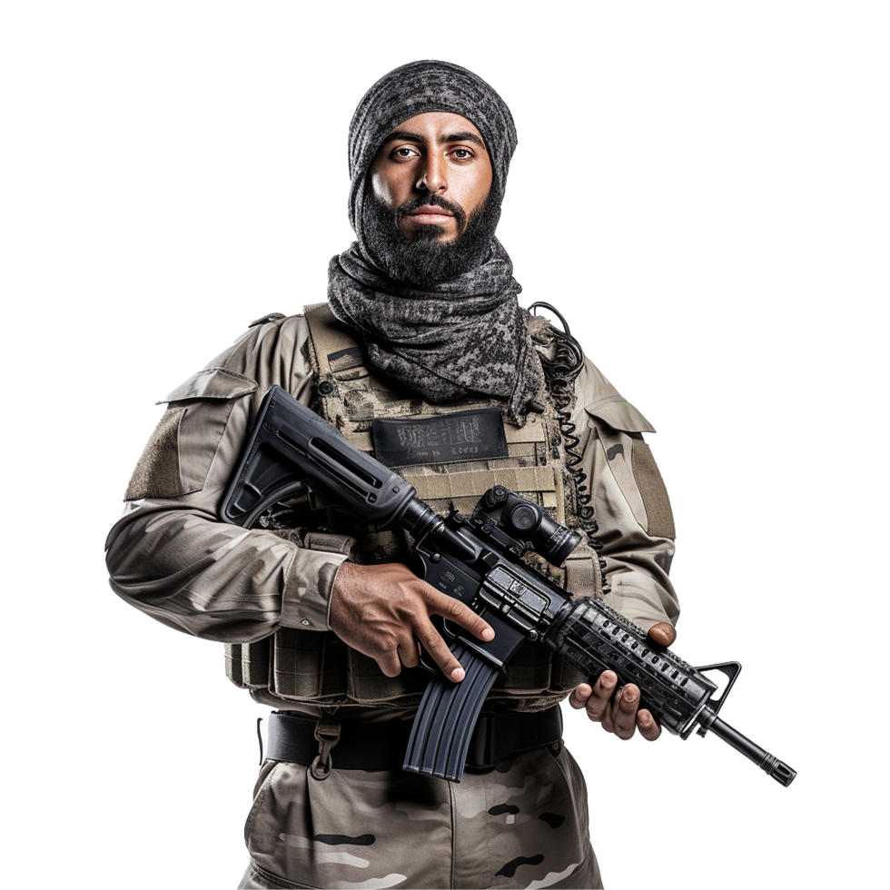 AI generated Muslim soldier png isolated on transparent background