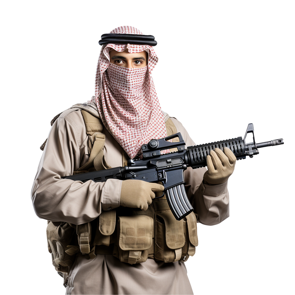 AI generated Muslim soldier png isolated on transparent background