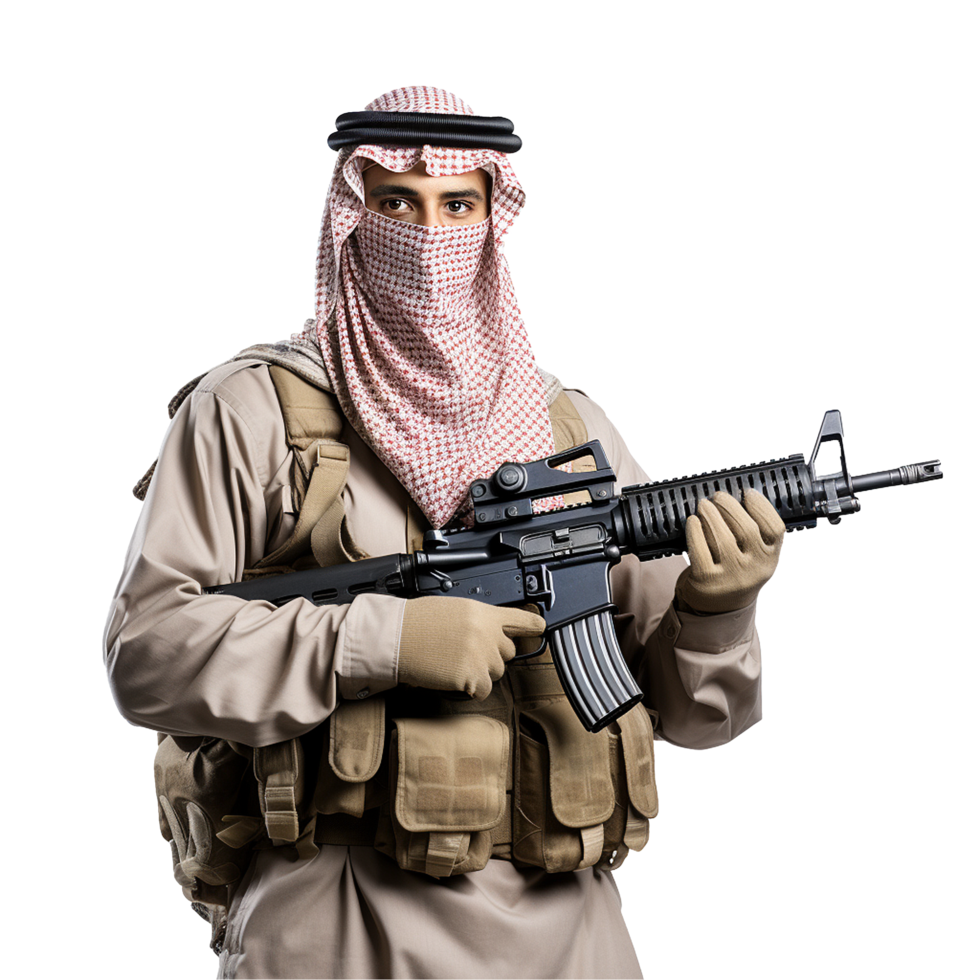 ai genererad muslim soldat png isolerat på transparent bakgrund