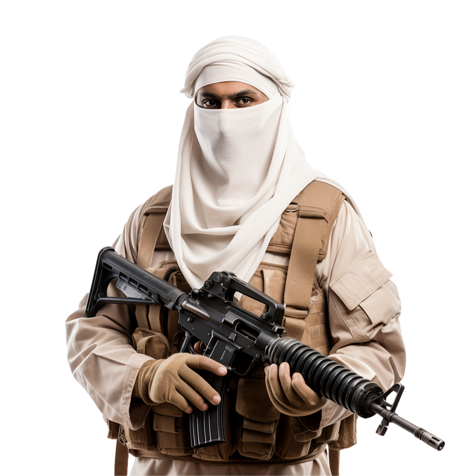 AI generated Muslim soldier png isolated on transparent background