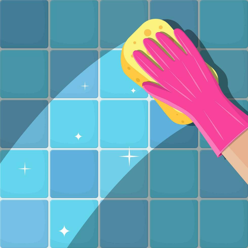 Hand in gloves with sponge vector