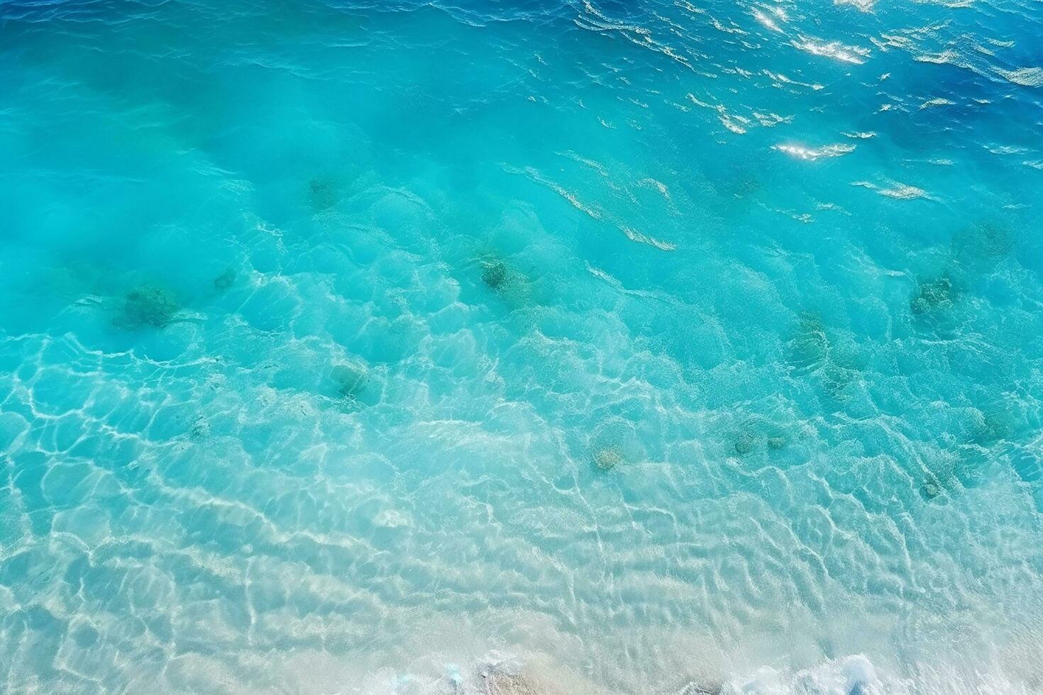 AI generated Top view aerial image from drone of an stunning beautiful sea landscape beach with turquoise water with copy space photo