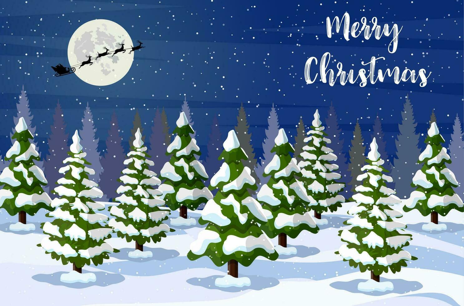 Christmas landscape at night vector