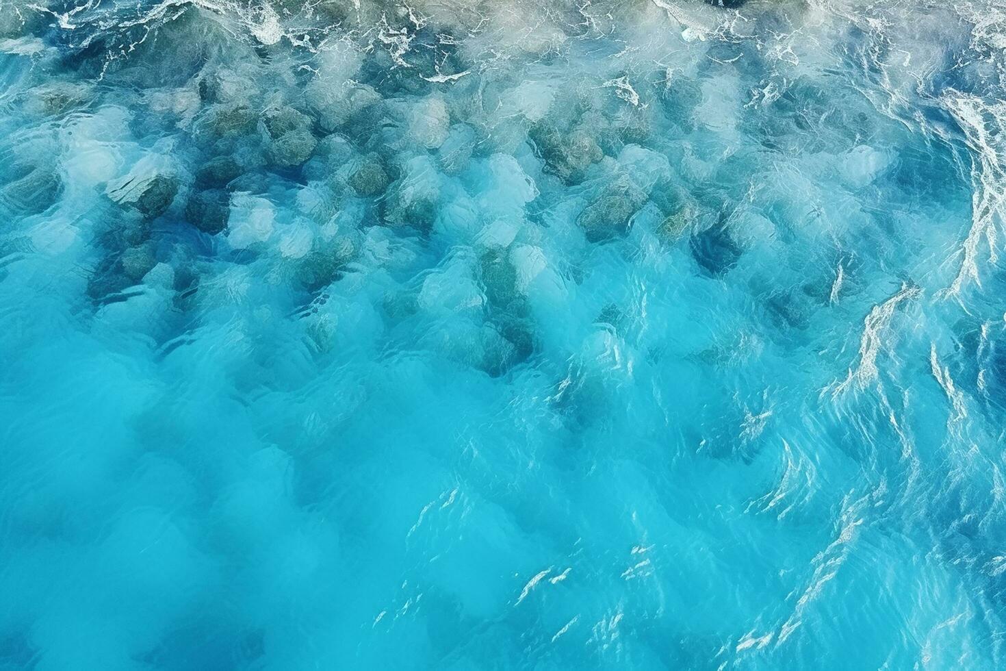 AI generated Top view aerial image from drone of an stunning beautiful sea landscape beach with turquoise water with copy space photo