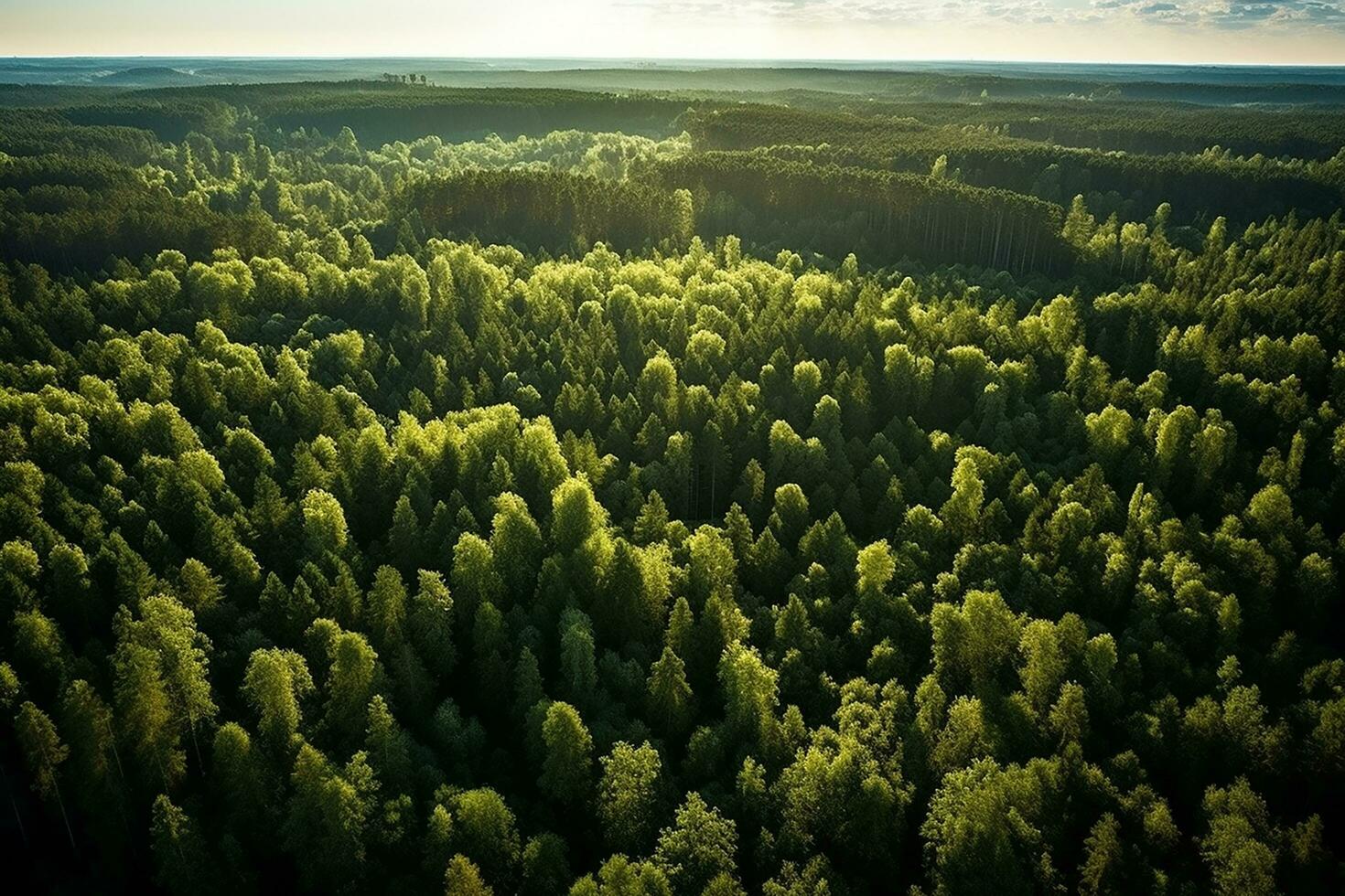 AI generated Aerial top view rural road in the forest, dirt road or mud road and rain forest, Aerial view road in nature, Ecosystem and healthy environment photo