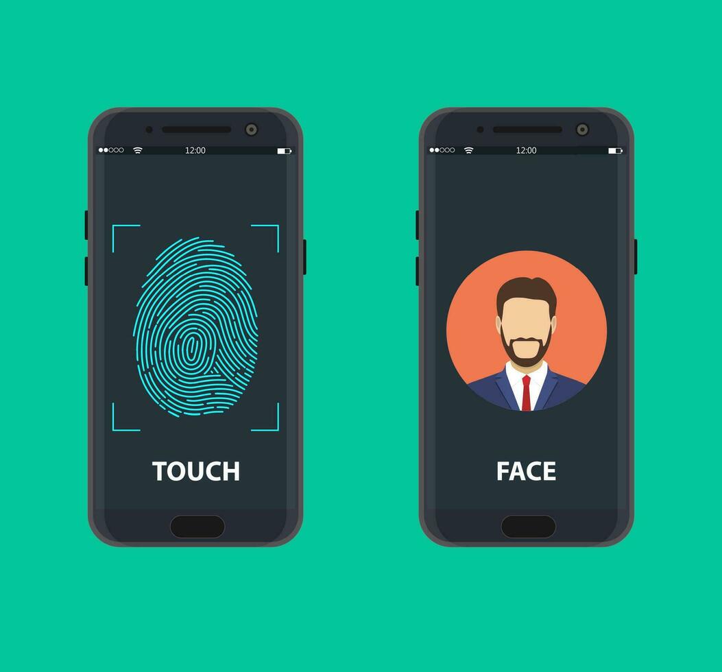 Smartphone with a face recognition vector