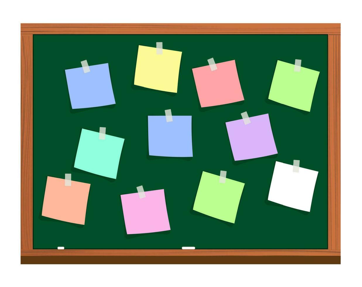 blackboard with post it notes vector