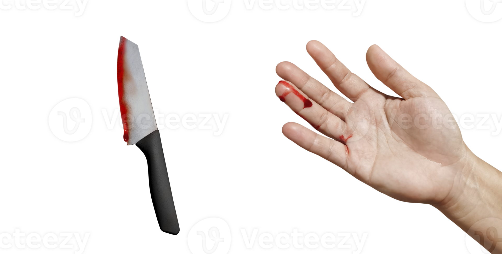 A bleeding hand with a bloodstained knife PNG transparent