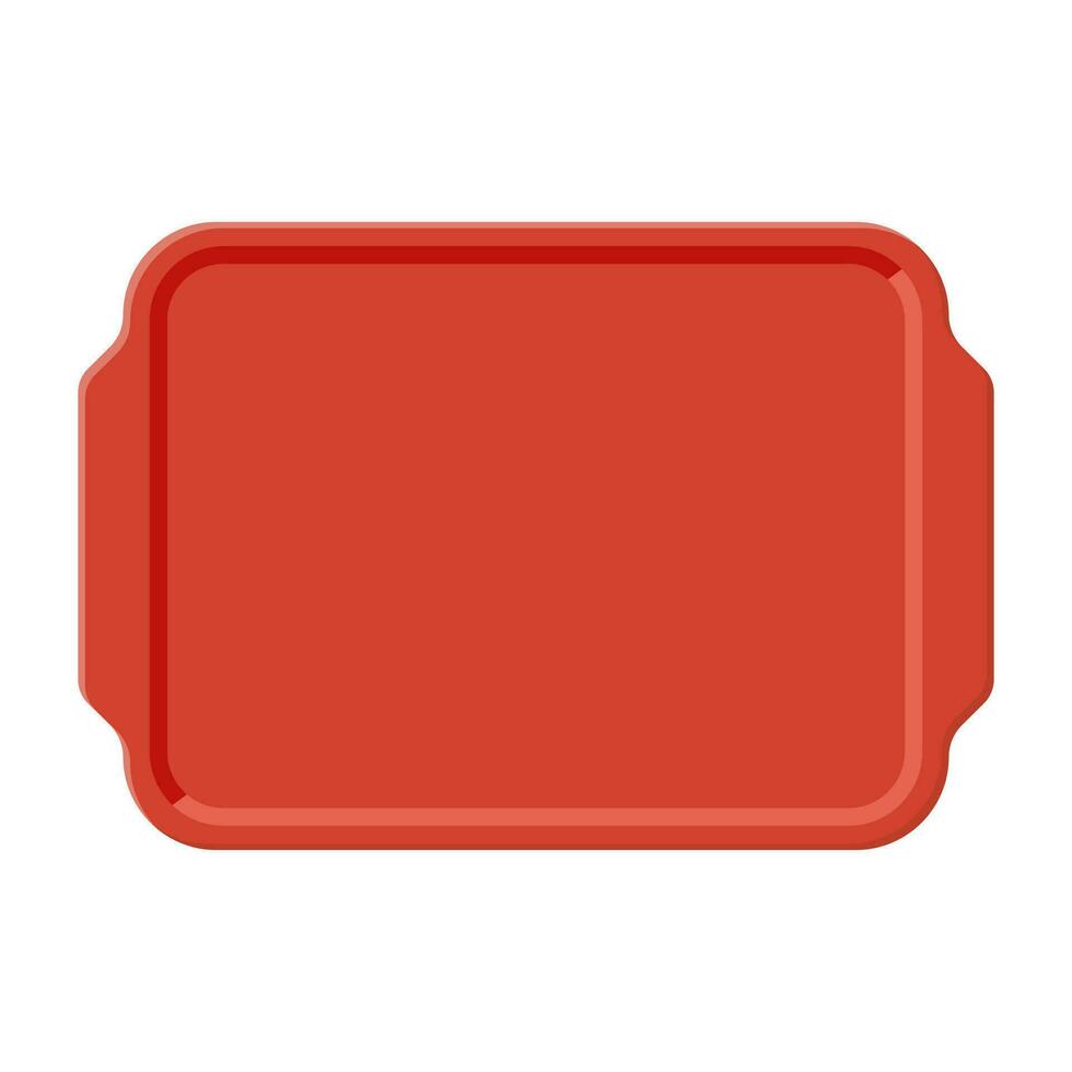 Top view of empty plastic tray, isolated on white background. Vector illustration in flat style