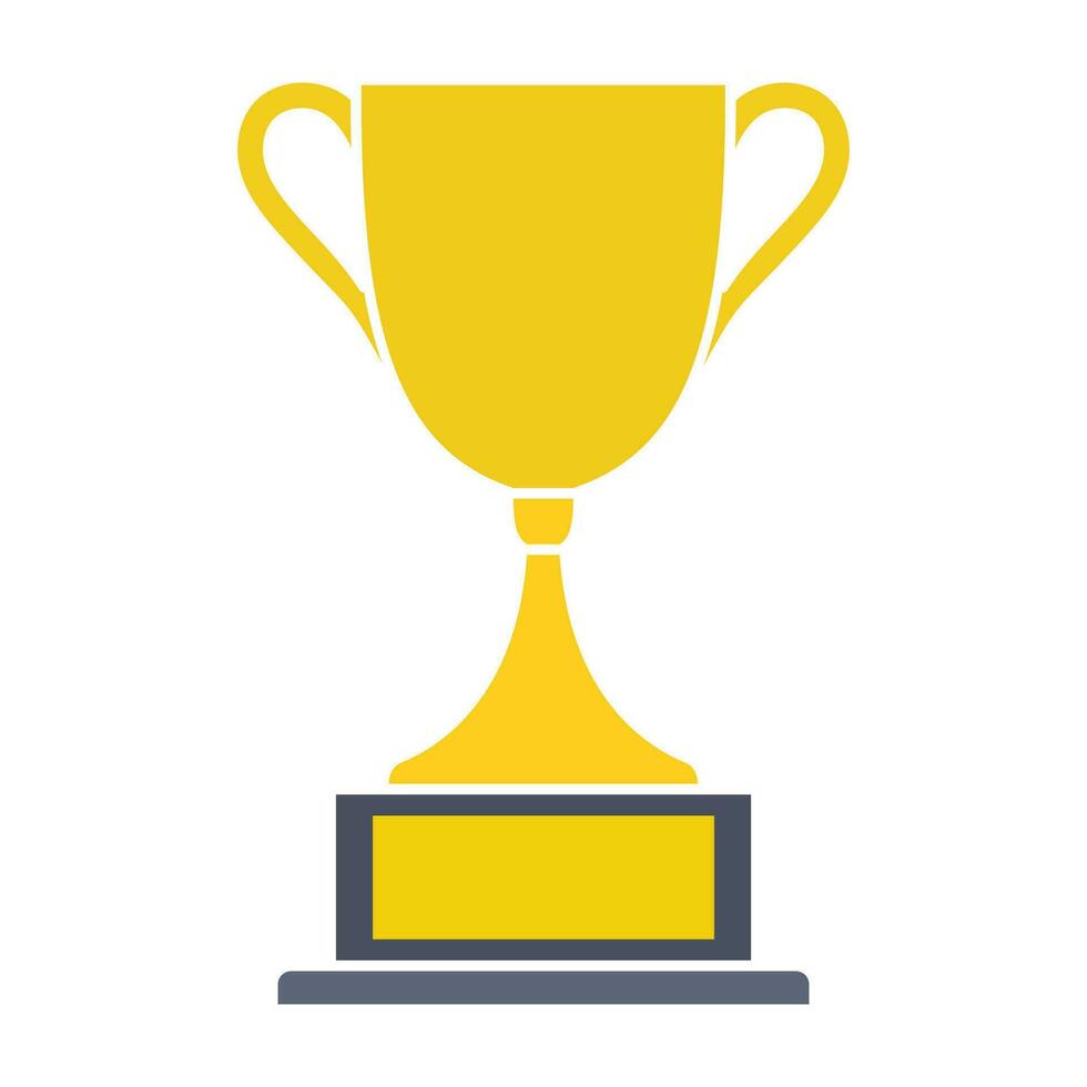 Golden trophy cup icon. Golden winner cup symbol. First place prize. Vector illustration in flat style