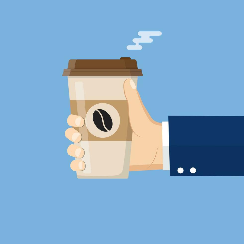 Businessman Hand Holding Hot Coffee vector