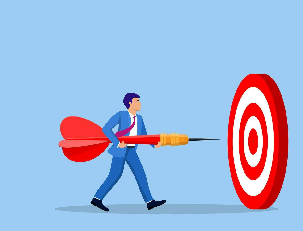 Businessman aim arrow to target. Goal setting. Smart goal. Business target concept. Achievement and success. Vector illustration in flat style