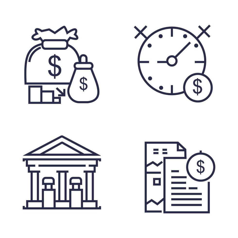 financiero negocio concepto conjunto icono colección vector